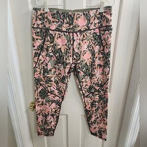 NWT Sweaty Betty Power 7/8 Leggings Green/pink Floral Print Size XXL